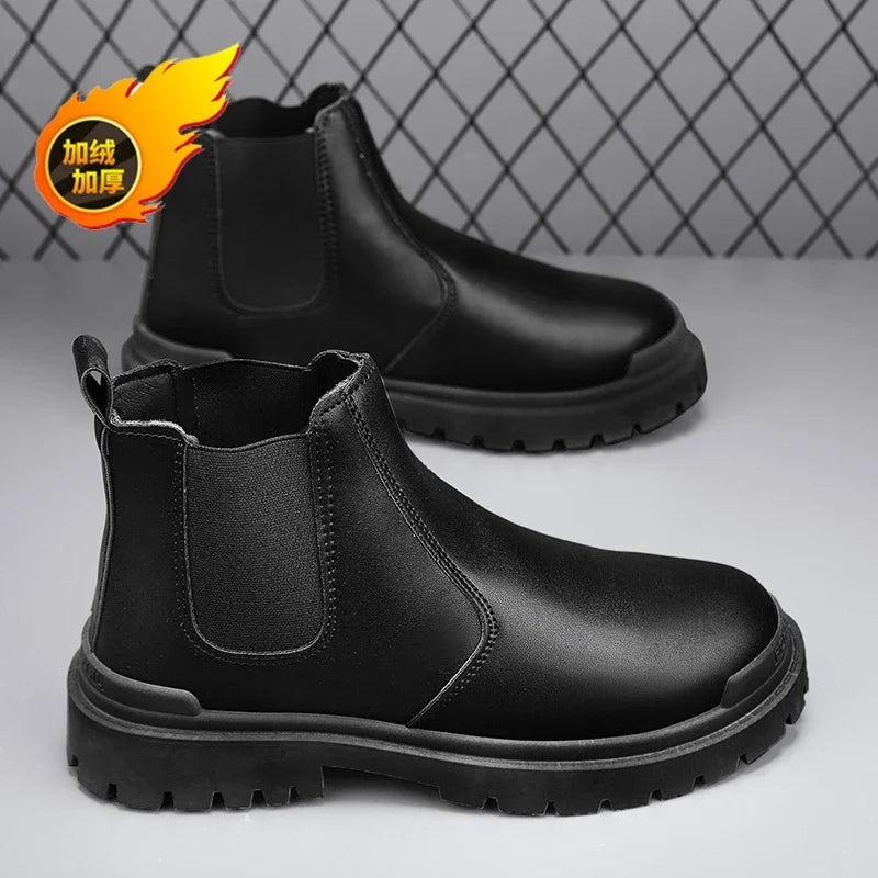 Botas de tornozelo tênis casuais sapatos casuais sapatos de couro masculino tênis mocassins esportes e lazer trabalho wear tênis de outono masculino