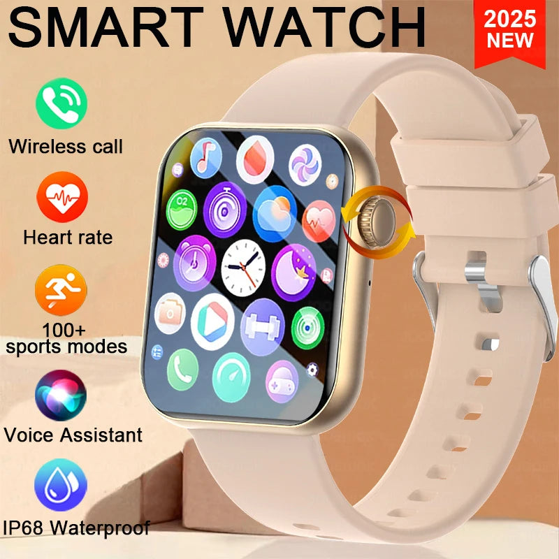 2025 novo relógio inteligente tela de toque completa bluetooth chamada ai voz freqüência cardíaca relógios à prova dwaterproof água pulseira esportiva smartwatch feminino