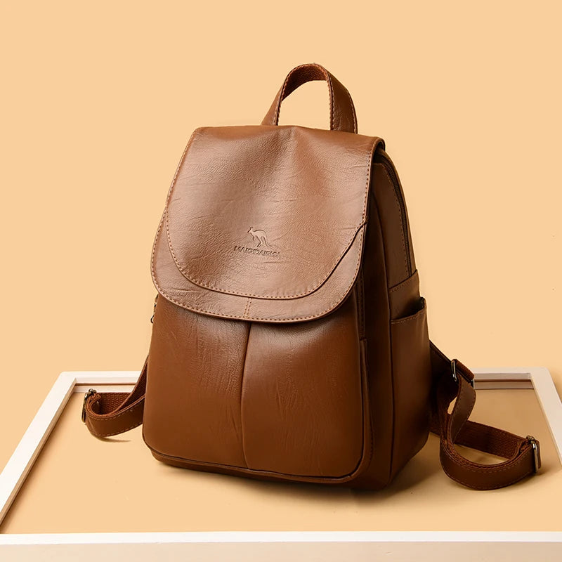 Mochilas de couro vintage para mulheres, bolsa escolar para meninas, mochila de viagem para senhoras, mochila feminina de alta qualidade, nova