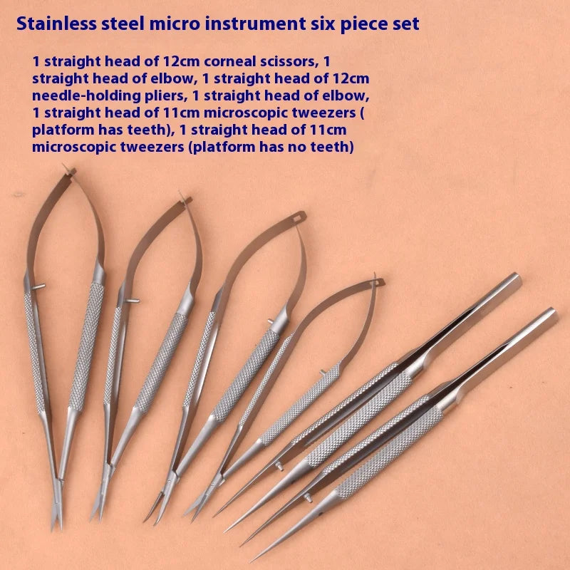 Conjunto de ferramentas para pálpebras, fórceps porta-agulhas com tesoura de dentes, instrumento oftálmico de aço inoxidável