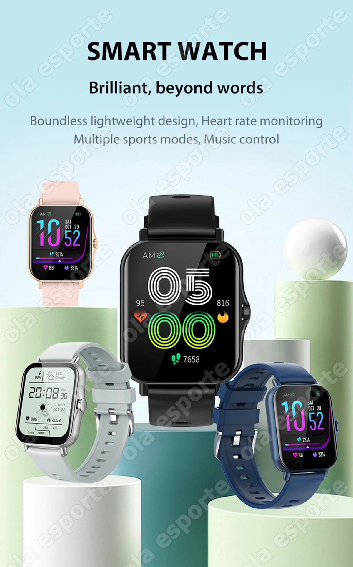 Relógio Inteligente 2026 para Android e iOS, Tela Colorida de 1.83 Polegadas, Bluetooth, Atende Chamadas, Monitor de Fitness, Smartwatch para Mulheres e Homens, Novo