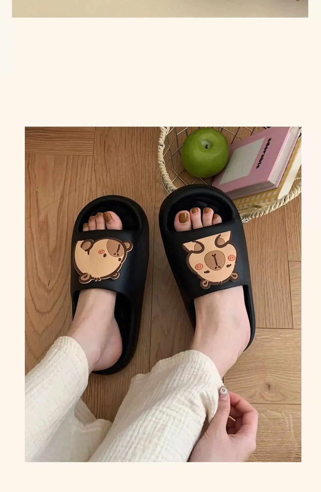 Capivara flip flops feminino chinelo kapibara bonito nuvem sandálias verão praia slides casa quarto sapatos kawai plana feminino eva