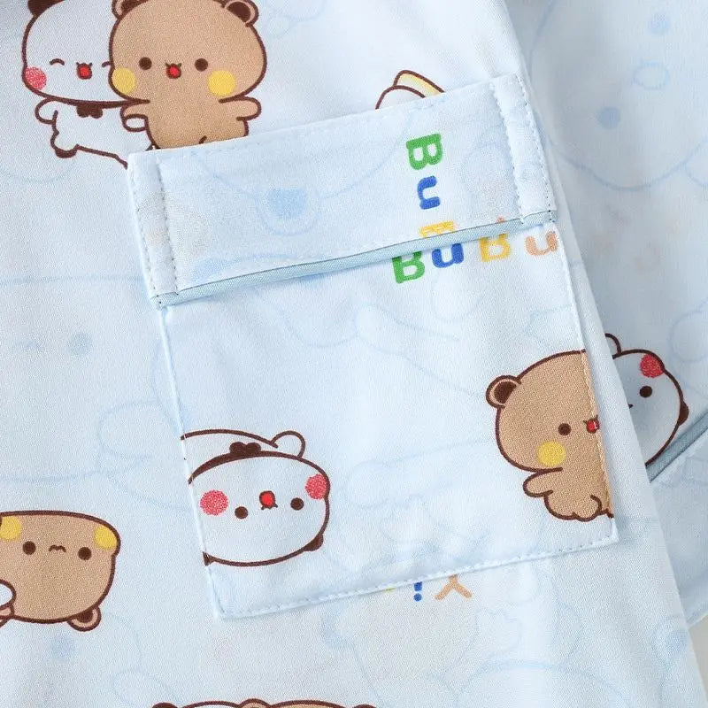 Kawaii anime bubu dudu conjunto de pijama macio e confortável homem mulher pijamas algodão solto pijama terno solto roupas para casa presente aniversário