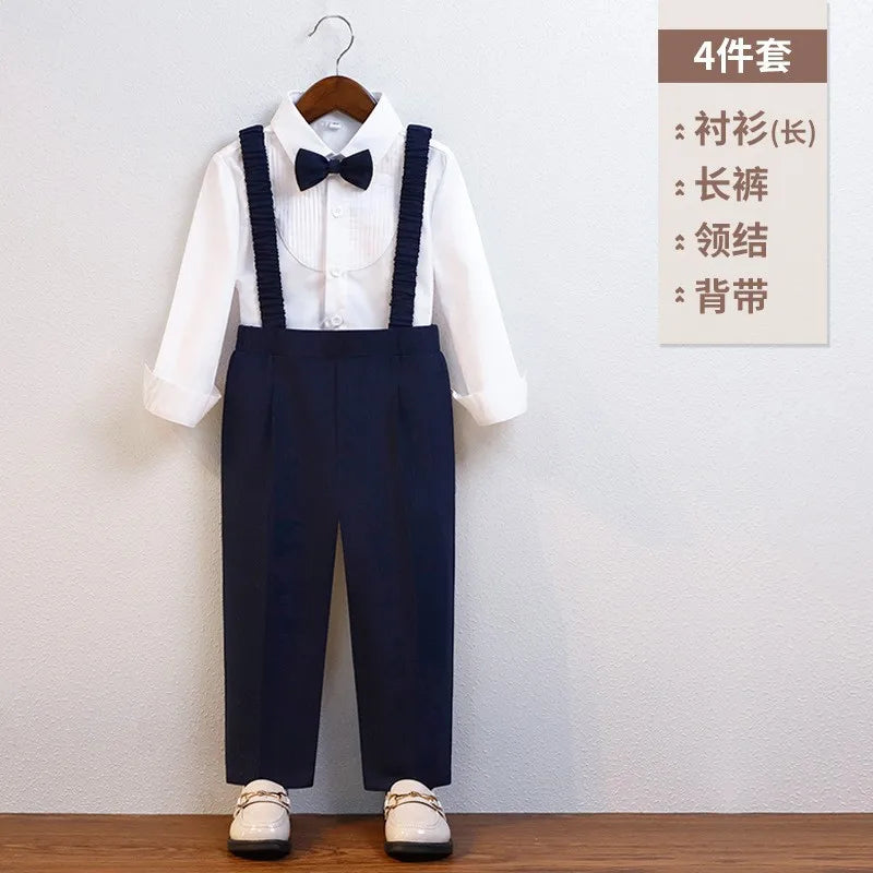 Cavalheiro crianças verão respirável vestido de casamento escola meninos colete camisa calças gravata borboleta fotografia terno crianças traje aniversário