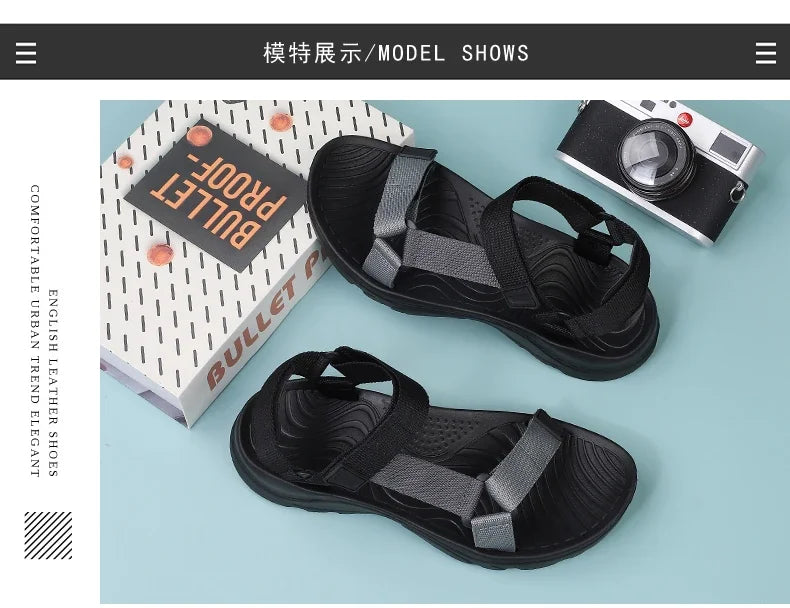 Ao ar livre leve eva sola respirável praia de areia novos homens sandálias sapatos jardim verão tamancos alta qualidade tamanho grande 46 hombre