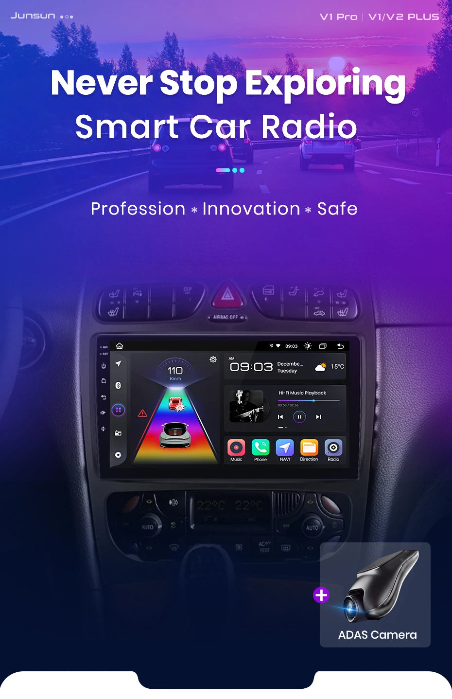Junsun carplay android auto rádio do carro para mercedes benz classe c w203 c200 c320 c350 clk w209 2000-2005 multimídia inteligente 4g