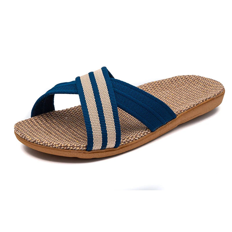 36-45 sandálias planas chinelos de praia verão casa linho leve eva antiderrapante slides para homens mulheres indoor ao ar livre flip flops