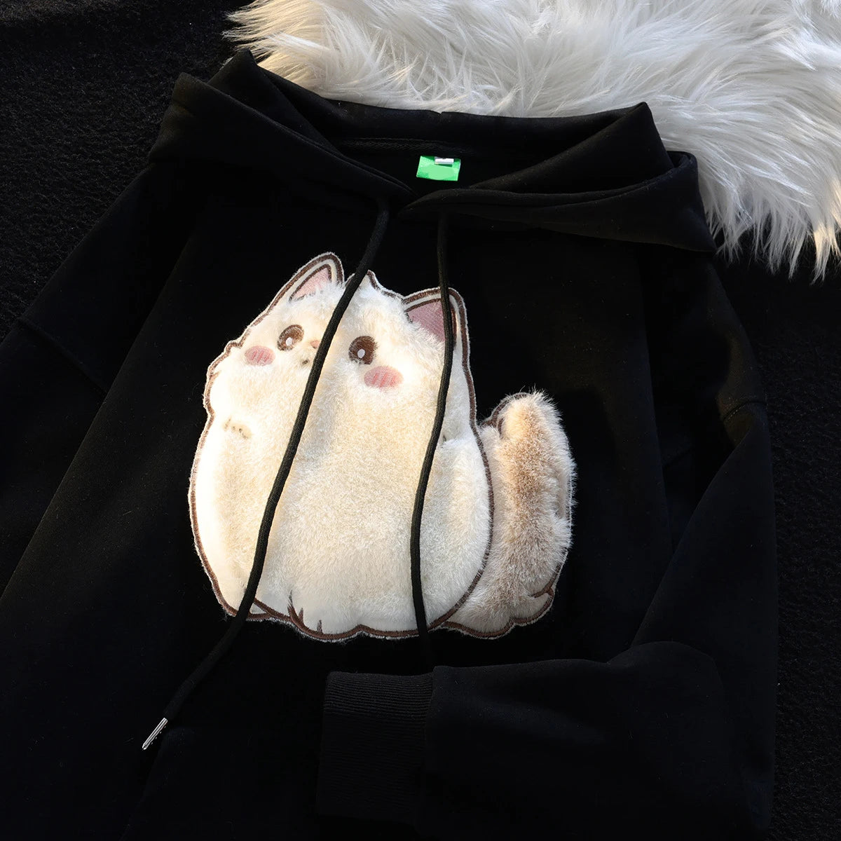 2025 primavera outono feminino casais roupas dos desenhos animados bordado adorável 3d gato impressão pulôver hoodies moletom feminino casaco com capuz