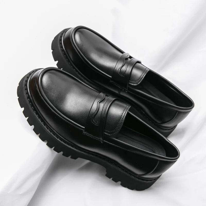 Plataforma de salto alto aumento de altura casual masculino sapato de couro patente oxfords sapatos de espuma mocassins casamento formal