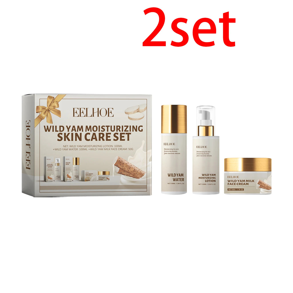 Eelhoe selvagem yam hidratante conjunto de cuidados com a pele 1 conjunto inverno hidratante creme facial loção toner kit barreira protetora não gordurosa