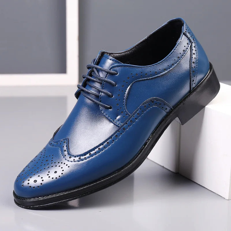 Sapatos oxford masculinos feitos à mão, sapatos clássicos formais de negócios, couro de bezerro genuíno, sapatos sociais brogue