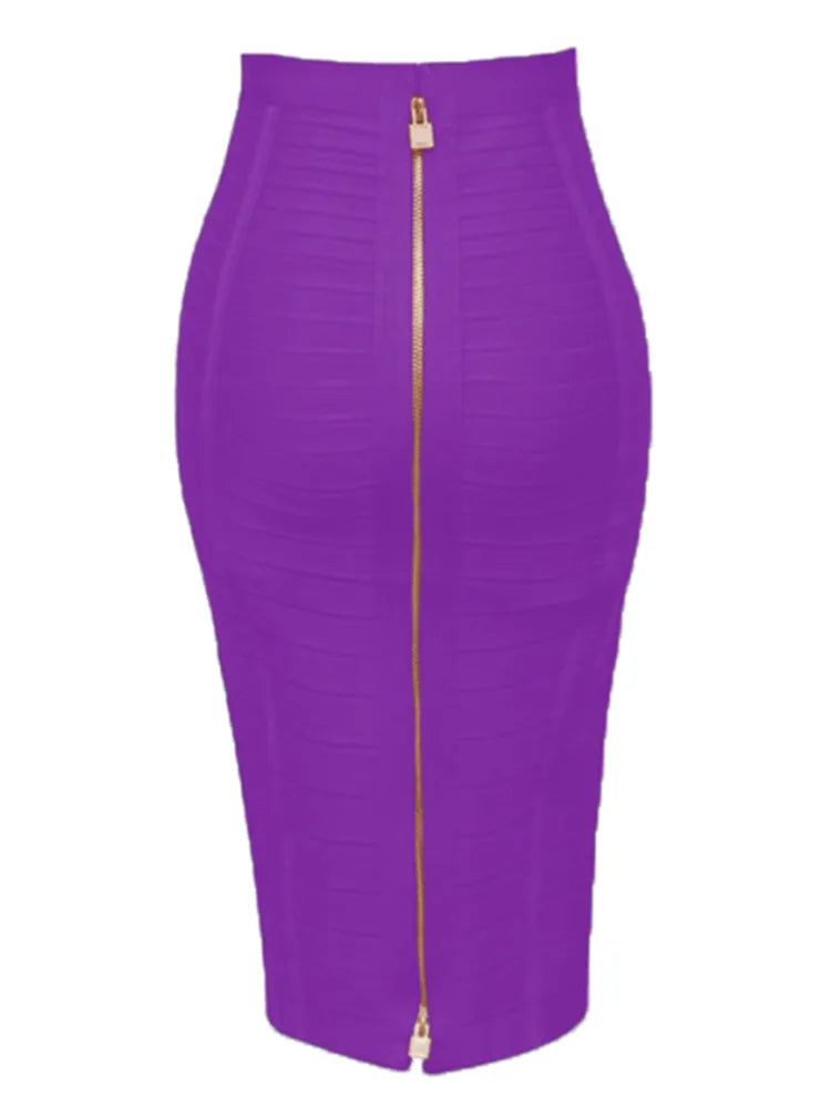 16 cores sexy sólido zíper laranja azul preto vermelho bandagem saia feminina elástica bodycon verão xl xxl lápis saias 58cm