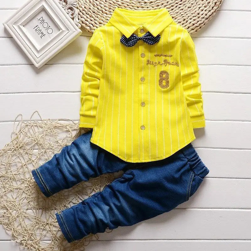 Crianças mais fino conjuntos de roupas primavera outono agasalho bebê meninos criança manga longa cavalheiro ternos crianças t camisa calças conjuntos roupas