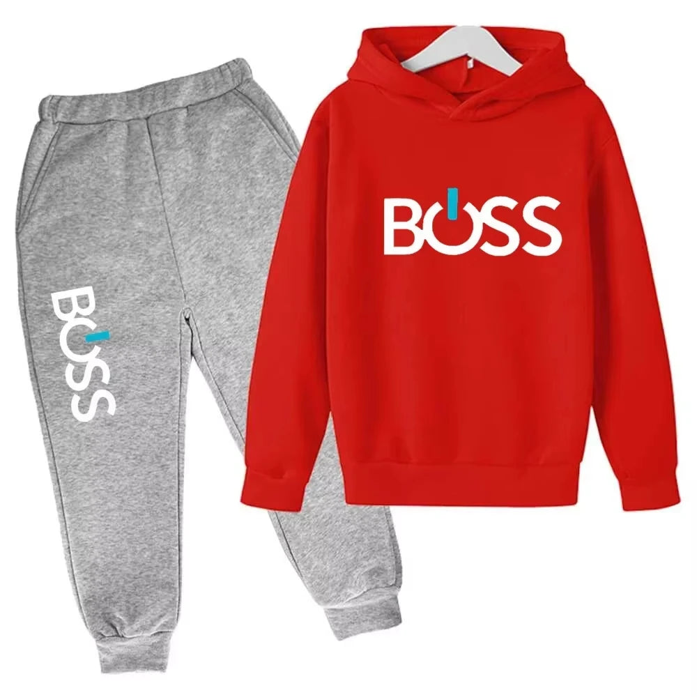 Streetwear nova primavera e outono crianças conjunto com capuz meninos meninas casual manga longa com capuz topos + calças esportivas 2-14 anos de idade