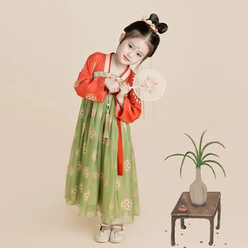 Traje de festa de verão vestidos da menina do vintage crianças roupas vestido casual bebê chinês hanfu cosplay crianças princesa meninas vestido