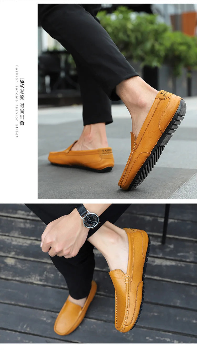 Sapatos de couro masculino luxo na moda casual deslizamento em mocassins formais mocassins italiano preto masculino sapatos de condução tênis plus size