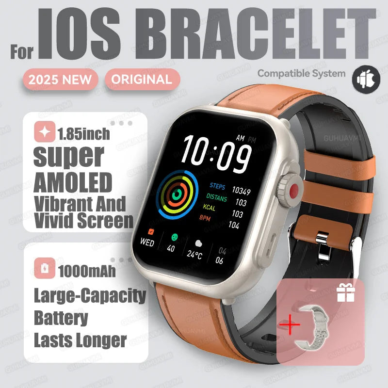2025new para xiaomi ios relógio ultra2 relógios inteligentes feminino 1000mah 1.85 "amoled tela de toque completa bt chamada senhoras moda smartwatch