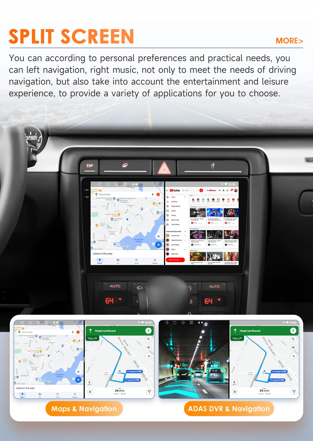 Rádio de Carro Android 2Din de 9 polegadas Hizpo para Audi A4 B8 B7 B6 S4 RS4 2000 - 2009 SEAT Exeo BT 4G DSP RDS CarPlay Navegação GPS 360CAM