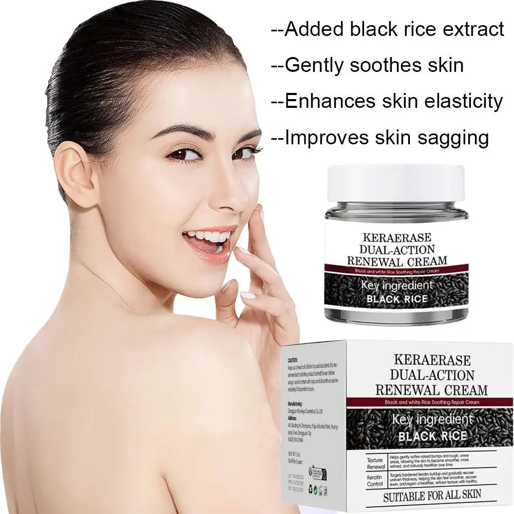 Creme hidratante de polpa crua de arroz preto - hidrata, evece o tom da pele, reduz linhas finas com extrato de arroz e cuidados faciais de hialuronato