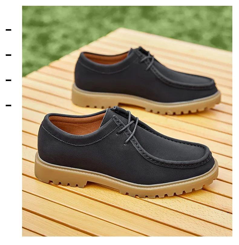 Sapatos casuais de couro mocassins clássicos masculinos rendas até derby sapatos retro workwear sapatos de alta qualidade ao ar livre sapato de caminhada de montanha