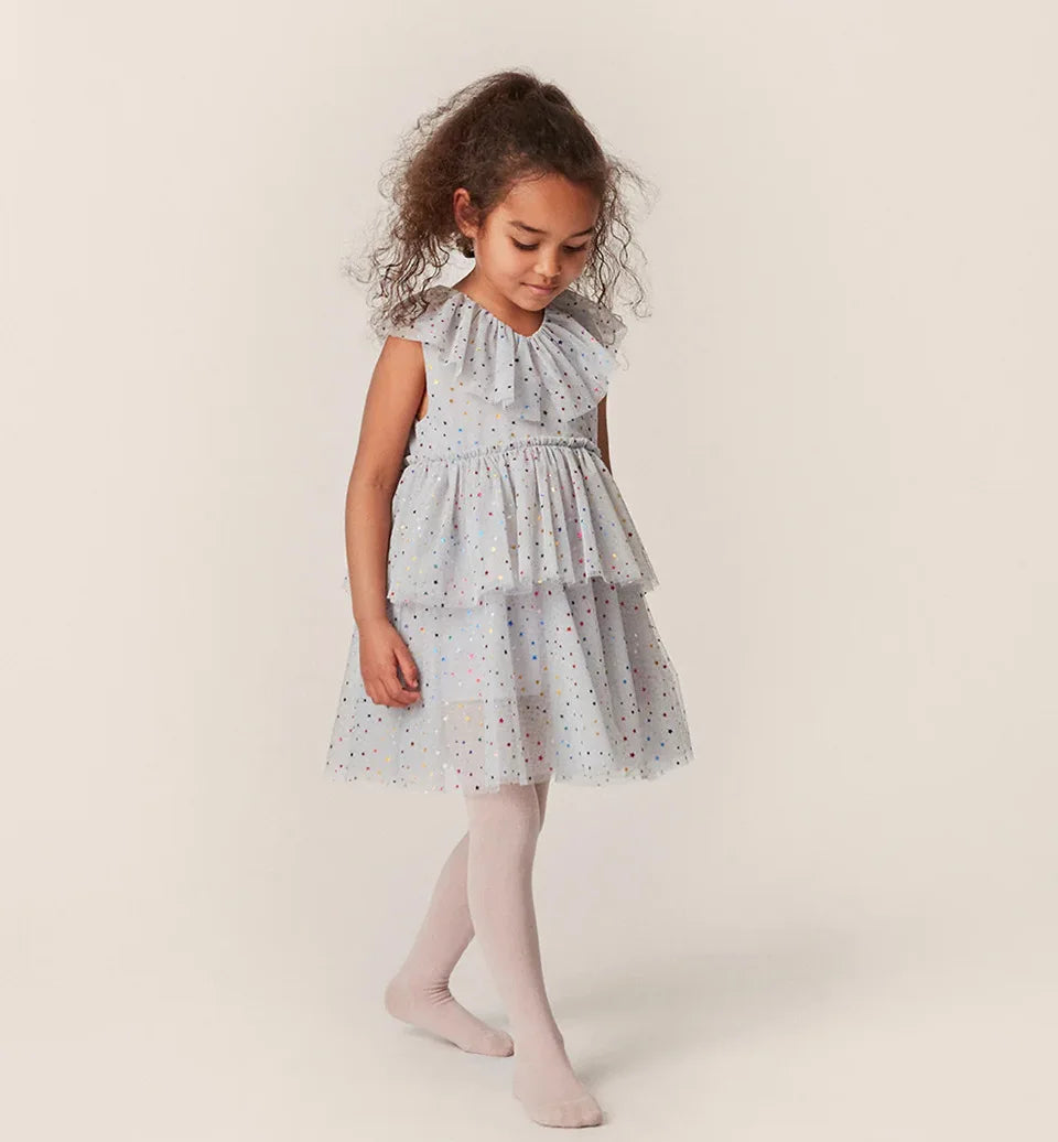 Verão ks bebê meninas cereja malha vestido crianças roupas meninas vestidos de princesa saias festa de natal manga longa vestidos