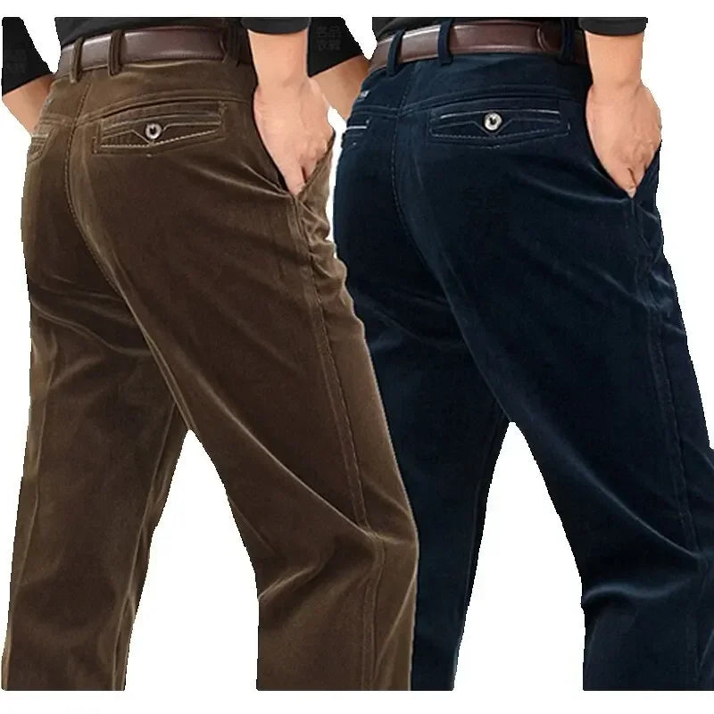 Calças de veludo soltas corredores homens de meia idade pai instalado no outono e inverno 2023 calças casuais masculinas para homem streetwear