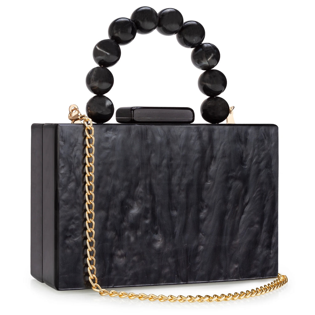 Beading bolsa de mármore acrílico caixa luxo embreagem sacos noite festa casamento corrente bolsa ombro jantar vestido bolsa festival presente