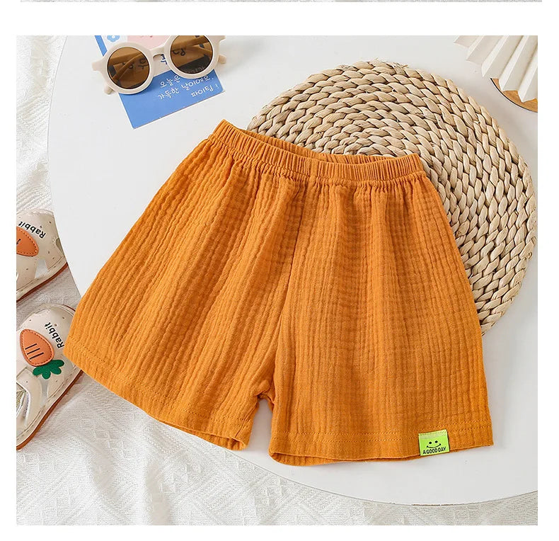 Moda algodão cor sólida crianças shorts infantil estilo coreano verão praia calças curtas inferior para crianças roupas meninas meninos 4-12y