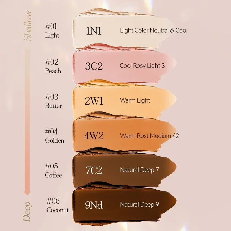 Rosto maquiagem vara fundação creme 6 cores hidratante cobertura completa tom de pele escura natural fosco corretivo maquiagem profissional