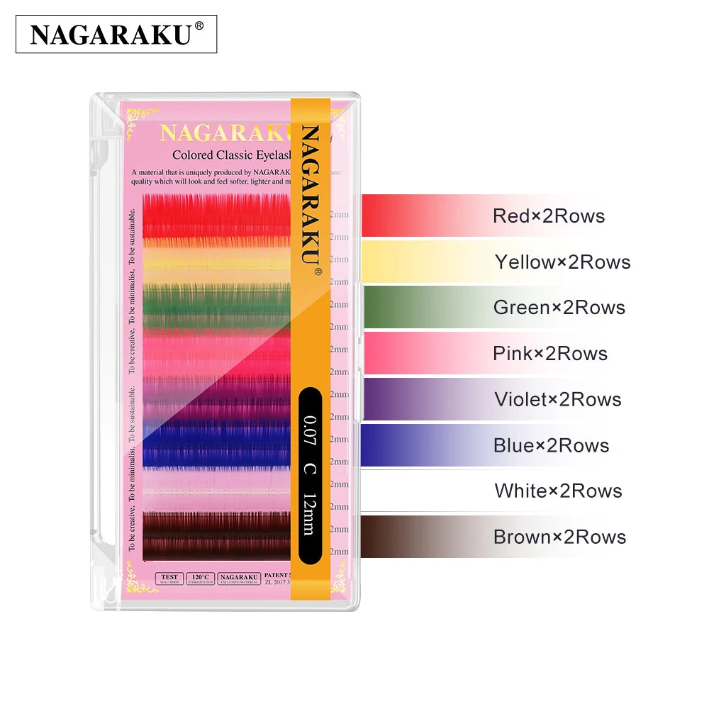 Nagaraku mix cor cílios compõem alta qualidade macio natural sintético vison arco-íris extensão de cílios suprimentos 8 cores mix