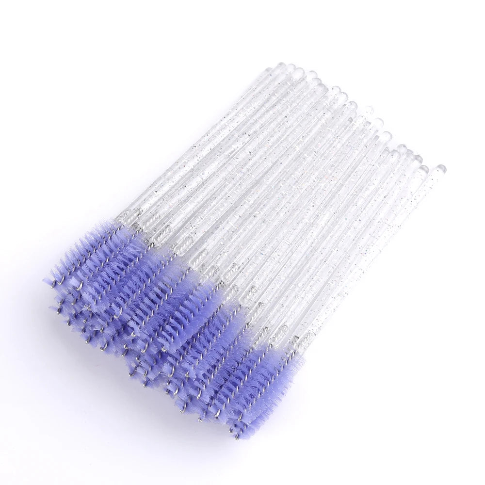 50 pçs pincéis de cílios descartáveis extensão cristal sobrancelha escova rímel varinha cílios conjunto de ferramentas cosméticas maquiagem beleza
