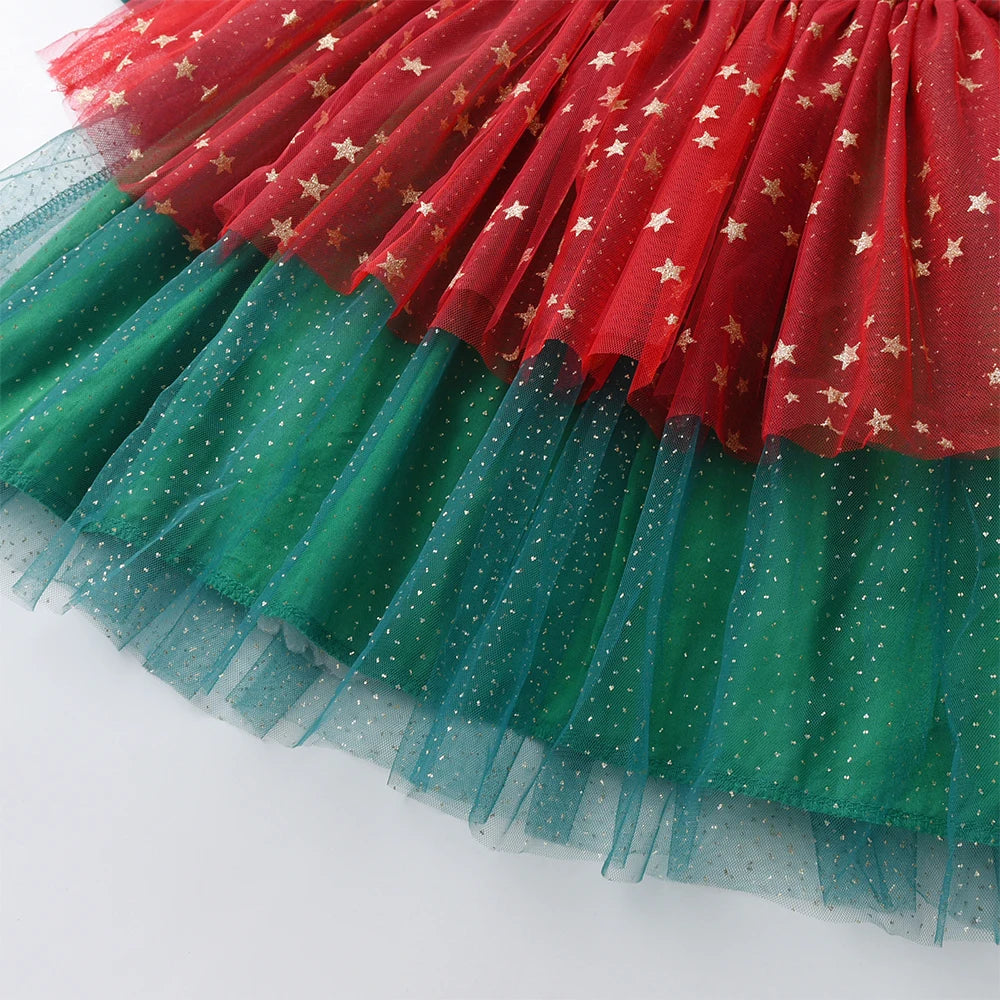 DXTON-Girls' Sequin Elk Dress, Roupa de Criança, Princess Party Dress, Manga Voadora, Inverno, Natal, Ano Novo, Bebé, 2022