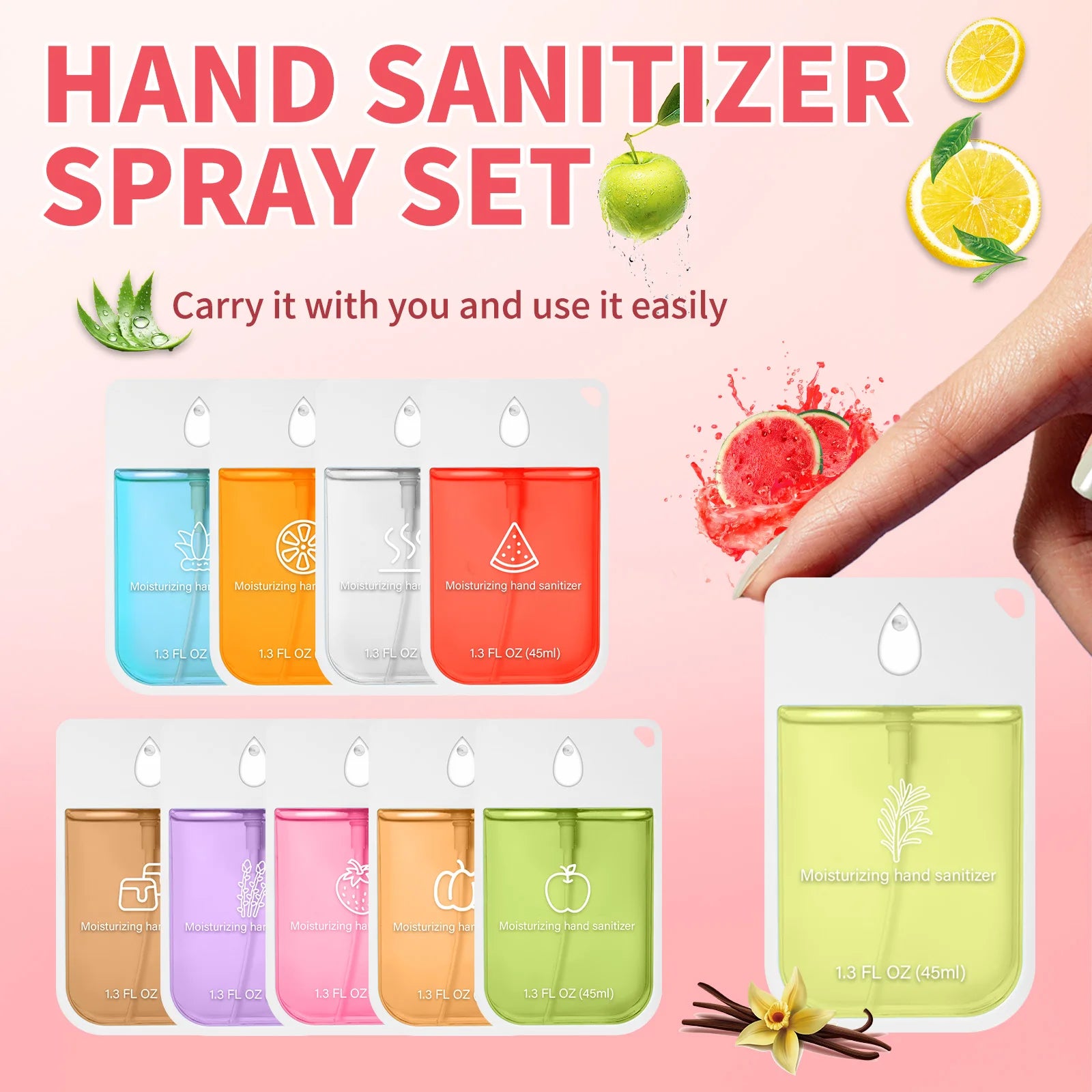 Spray Poderoso Portátil Seguro e Confiável para Limpeza das Mãos Spray Hidratante para Lavagem das Mãos Spray Desinfetante Nutritivo 45/38ml