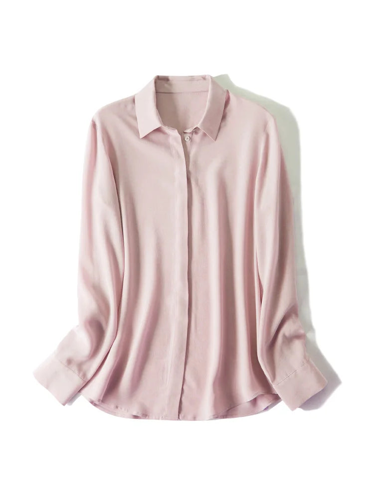 Suyadream camisas femininas de seda 100% seda real sólida manga comprida botão chique blusas 2025 primavera verão escritório senhora topo branco
