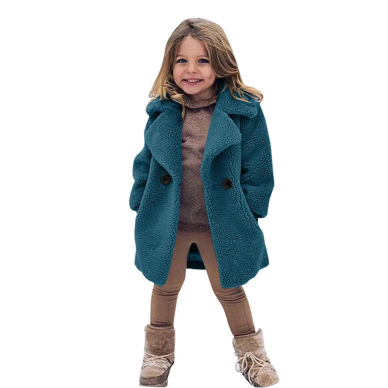 Bebê meninas casacos de pele do falso crianças inverno quente jaquetas de pelúcia crianças turndown colarinho acolchoado outerwear infantil casual roupas exteriores