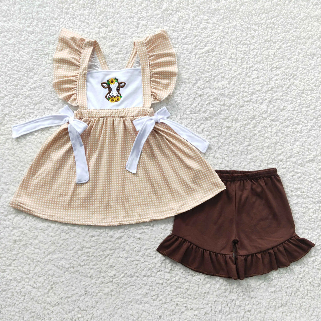 Bebê meninas boutique verão frutas roupas melancia vermelho camisa rosa dot plissado shorts atacado crianças roupas conjunto criança roupa