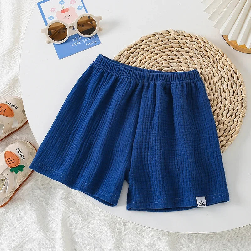 Moda algodão cor sólida crianças shorts infantil estilo coreano verão praia calças curtas inferior para crianças roupas meninas meninos 4-12y