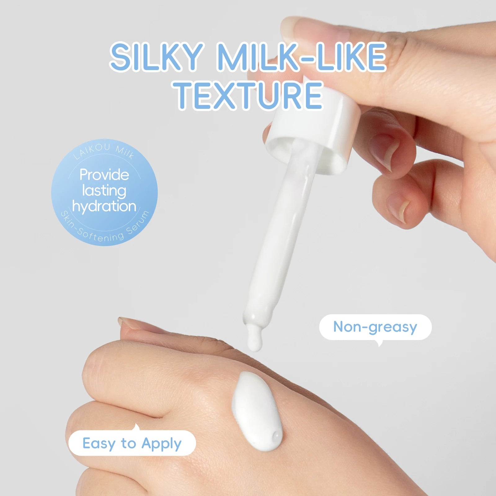 LAIKOU Conjunto de cuidados com a pele com leite Soro suavizante Creme hidratante Limpador suave Kit de viagem de hidratação iluminadora