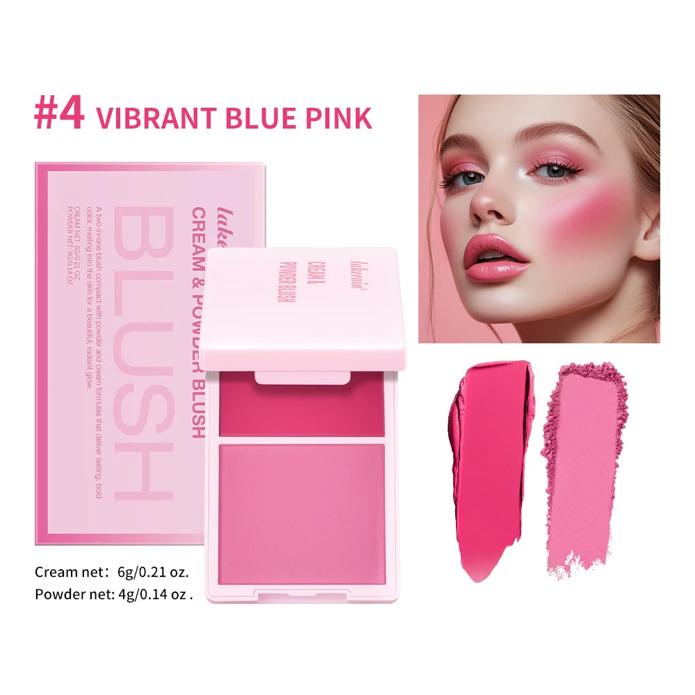 2 em 1 creme & pó blush fosco natural blush paleta de maquiagem dos olhos longa duração alta renderização de cor brilhante mindinho patrick ta blush