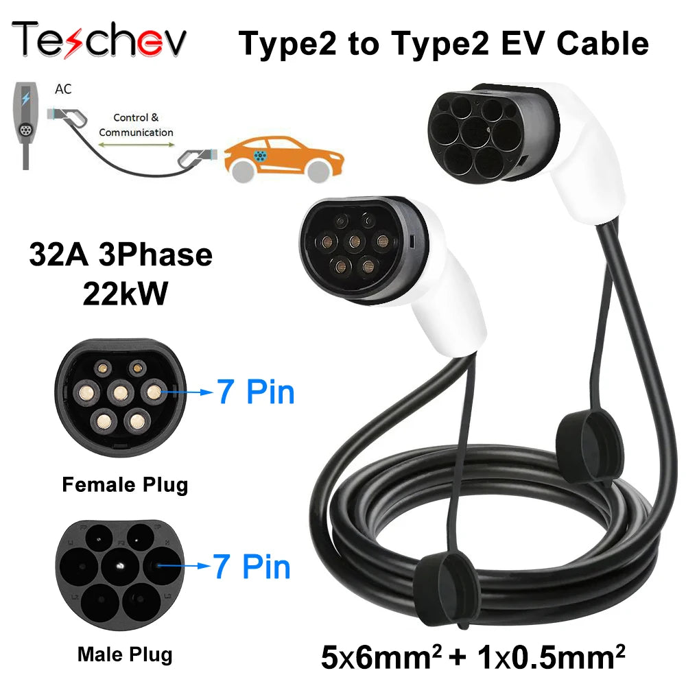 16a/32a 11kw tipo para type2 ev cabo de carregamento iec 62196-2 carregador para veículos elétricos carro phev na estação pública