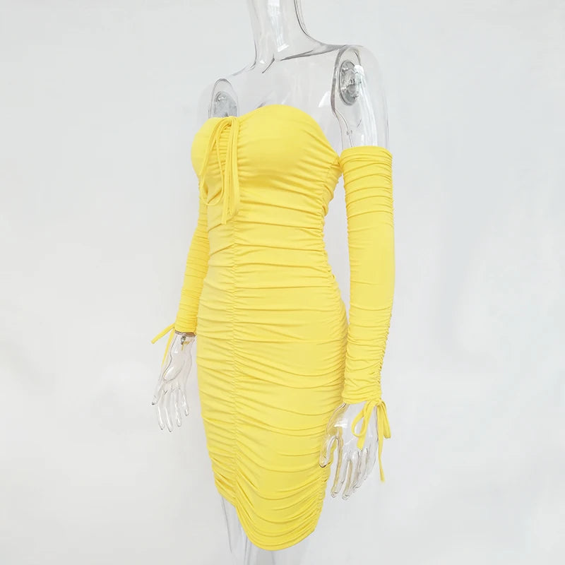 Articat feminino outono inverno bandage vestido feminino 2022 sexy fora do ombro manga longa magro elástico bodycon vestidos de festa