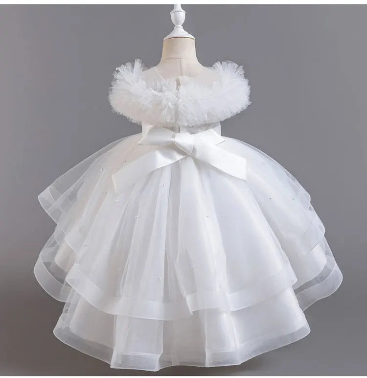 Moda cor sólida menina vestido de noite renda malha sem mangas vestido de festa para crianças menina verão crianças meninas vestido de festa 3-12years