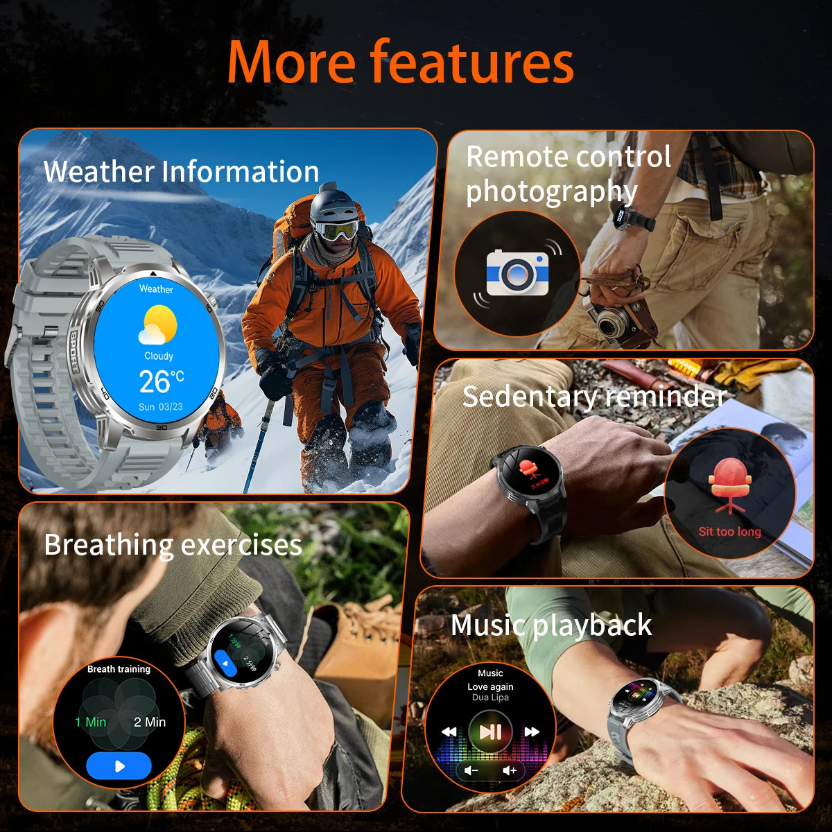 Novos Relógios Inteligentes Militares para Atividades ao Ar Livre 2026, Tela AMOLED de 1,85 polegadas, Bateria Grande de 1000mAh, À Prova D'água 10ATM, Chamada, Esportes, Pulseira Fitness Masculina