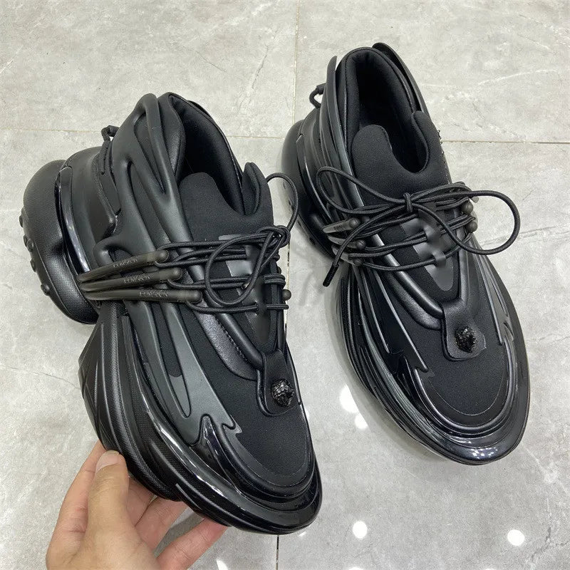 2025 mulheres tênis de plataforma fundo grosso rendas sapatos dedo do pé apontado confortável antiderrapante ao ar livre sapatos de marca para homem