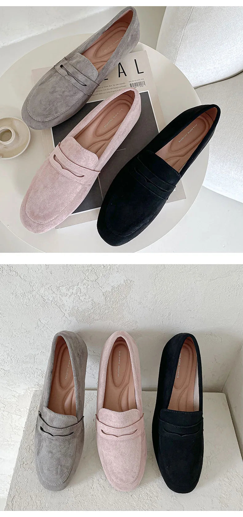 2025 novas mulheres sapatos planos mulher mocassins primavera outono casual camurça deslizamento em sapato mulher confortável sapato leve mujer sapato