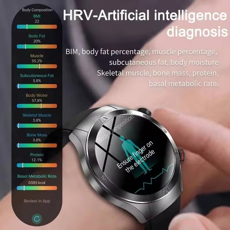2025 novo tratamento a laser corpo e coração relógio inteligente masculino ecg + ppg ácido úrico gordura no sangue bluetooth chamada rastreador de saúde relógios inteligentes