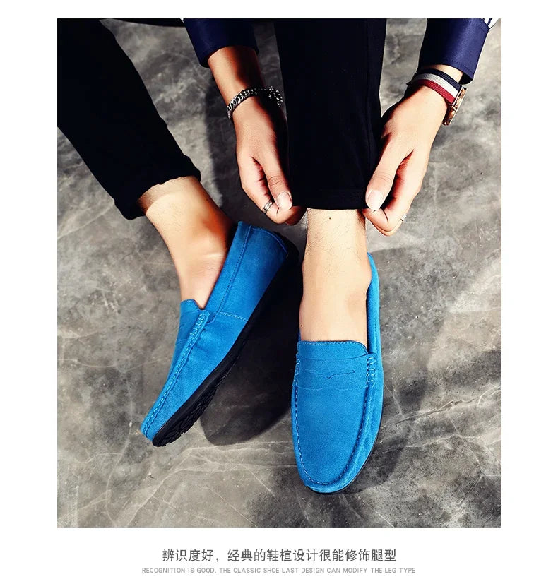 Couro do plutônio camurça de vaca sapatos masculinos marca luxo casual formal mocassins calçados preto masculino sapatos de condução hombres