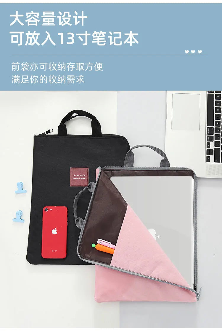 Bolsa simples bolsa para portátil multi-função impermeável saco de negócios estudante papelaria saco