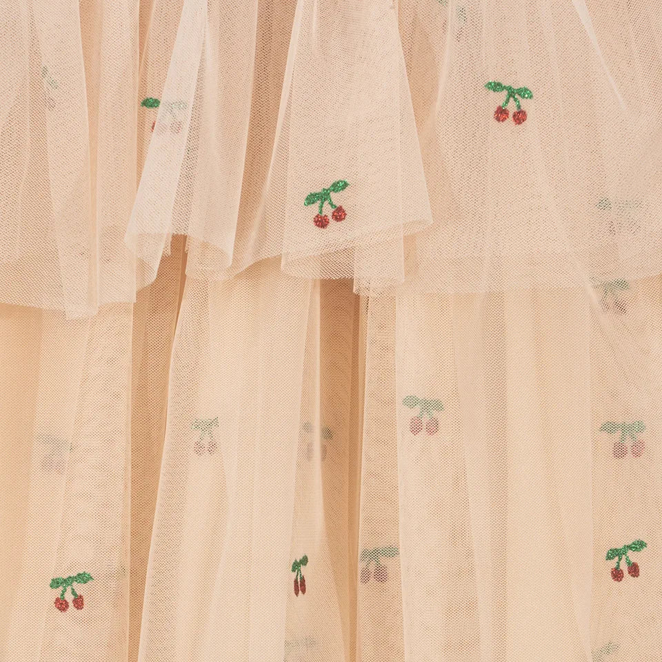 Verão ks bebê meninas cereja malha vestido crianças roupas meninas vestidos de princesa saias festa de natal manga longa vestidos