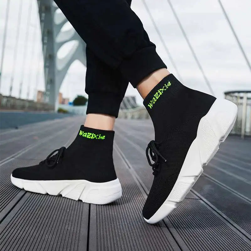 Mwy sapatos casuais masculinos tênis respirável rendas até meias de malha sapatos zapatillas hombre feminino esportes joggingshoes plus size 35-47